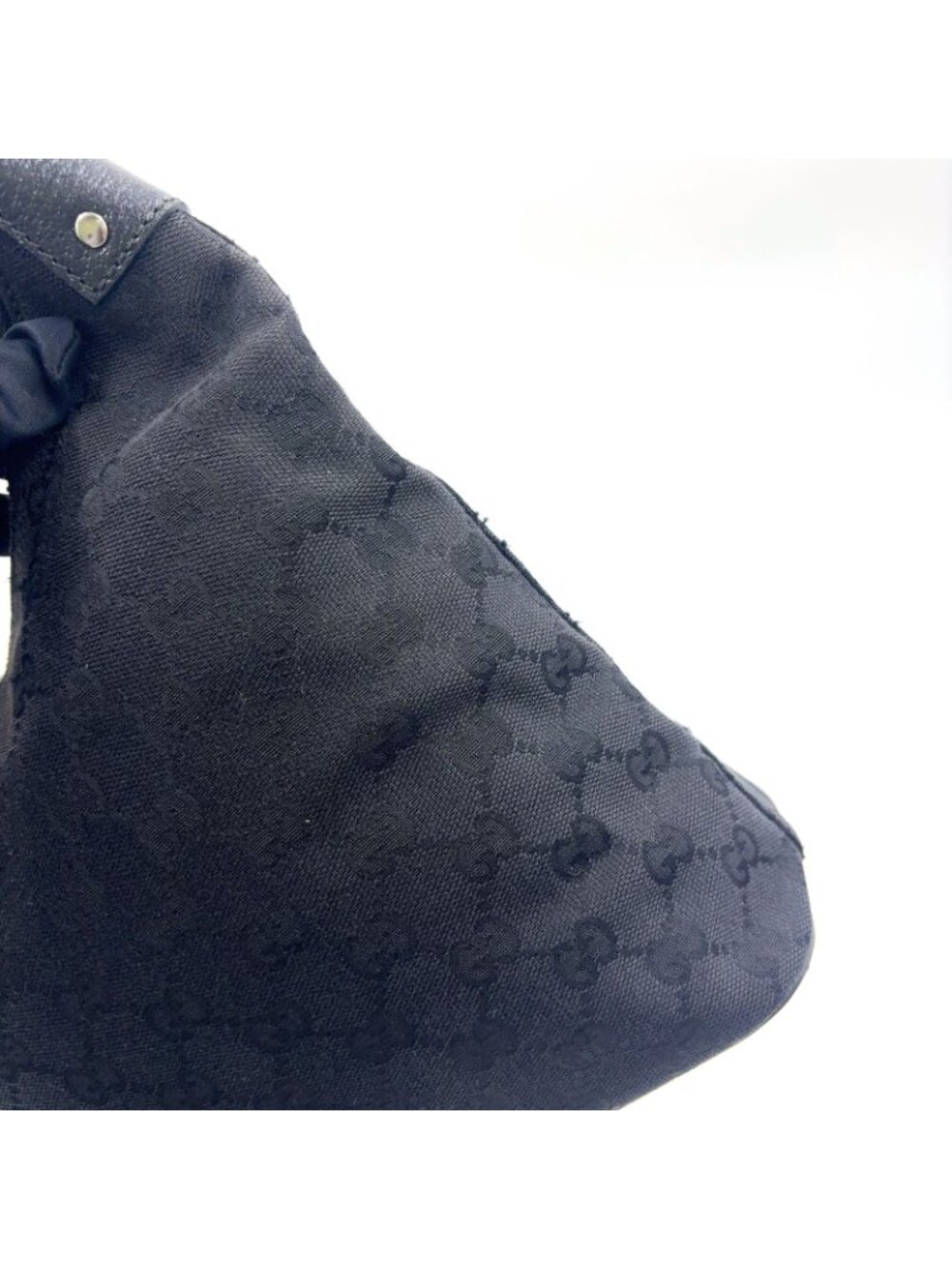 ★SOLD★ Gucci GG Canvas Semi Leather Black Shoulder Bag Silver - Picture 12 of 15